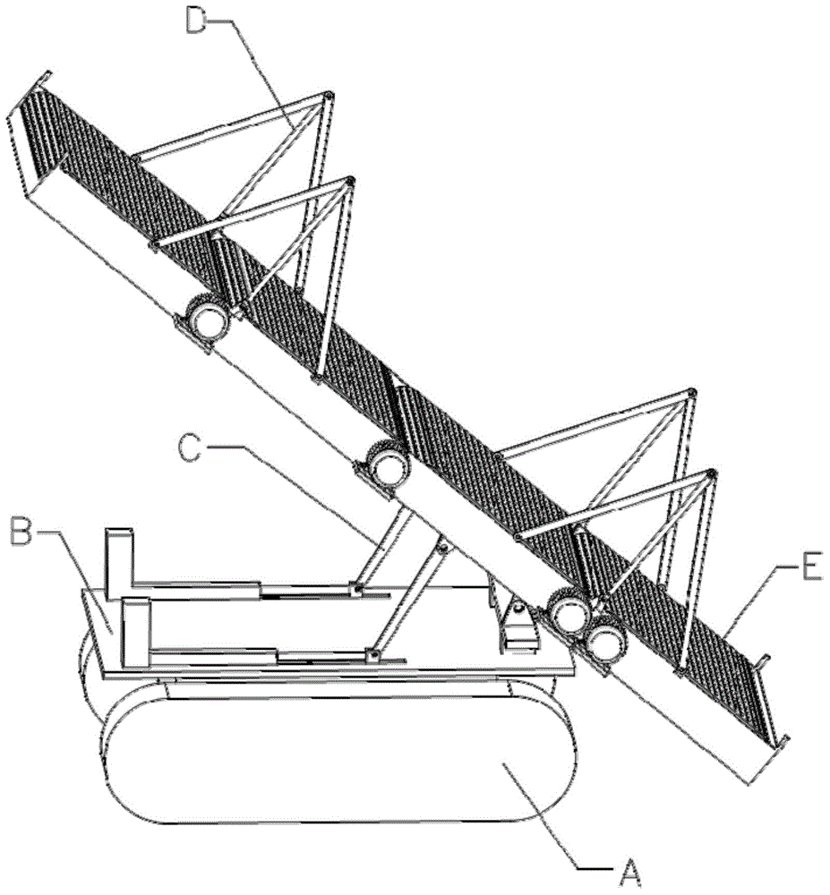 Foldable multi-level special-shaped belt transmission type continuous flood-defense sand bag throwing machine