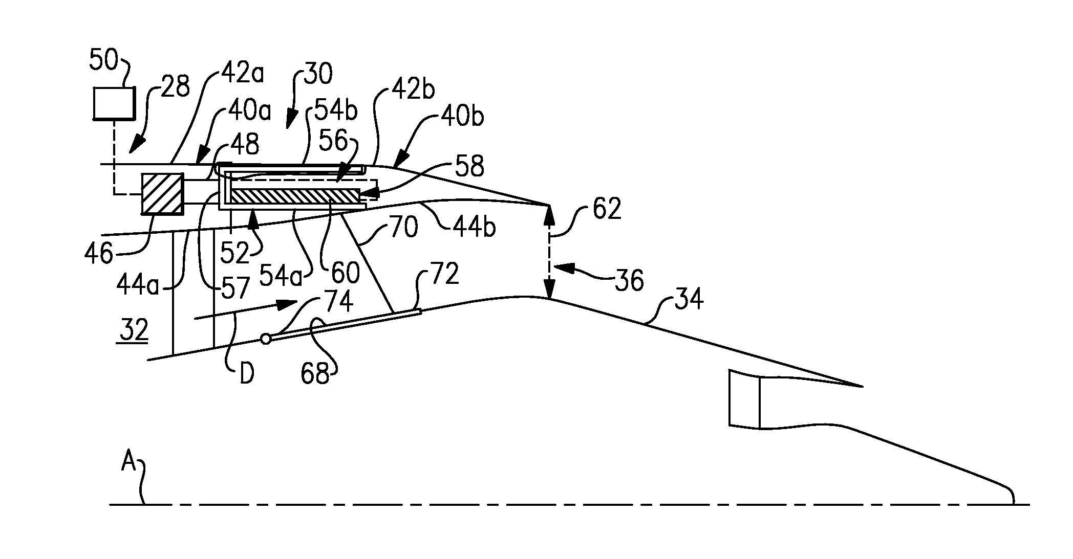 Thrust reversing variable area nozzle