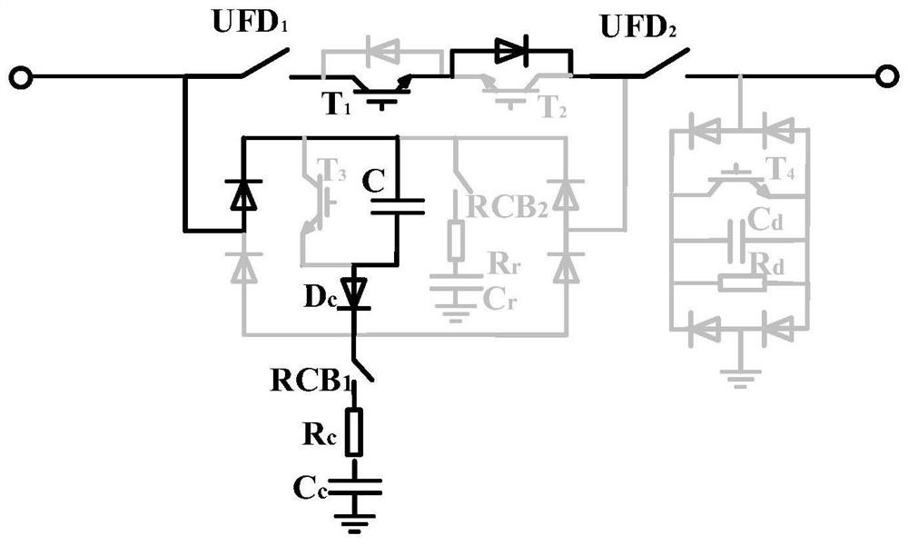 Capacitive circuit breaker topology suitable for high-voltage DC power grid