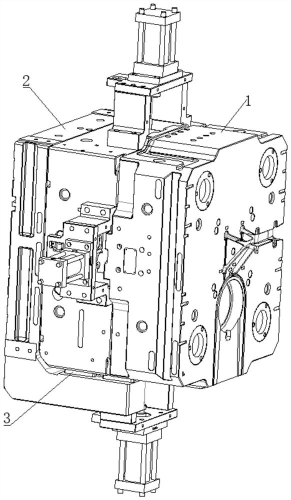 Auxiliary supporting and sliding guiding mechanism for ejection of rear mold push plate