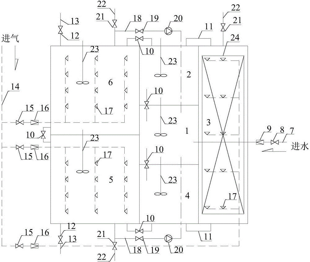 Six-box integrated two-sludge denitrifying phosphorus removal system and technology