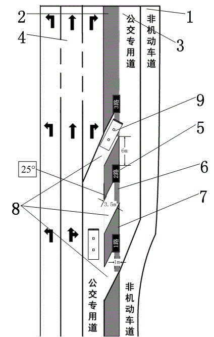 Station for buses of multiple paths to stop