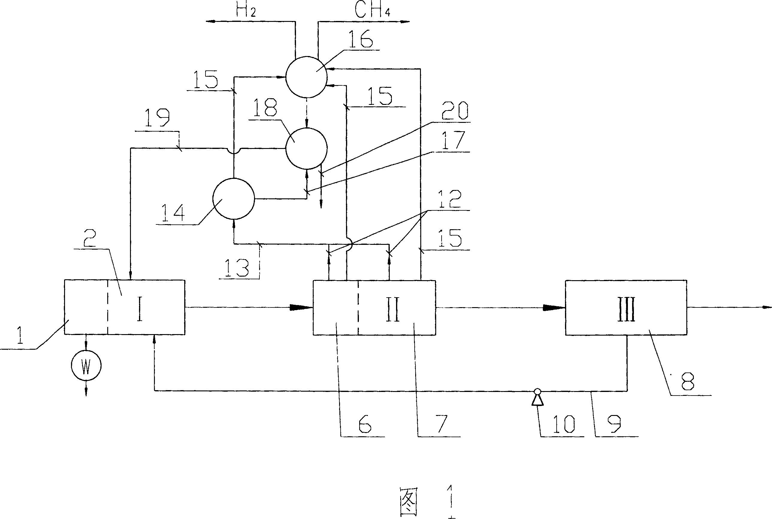 Process for treating organic sewage by three section method and its apparatus