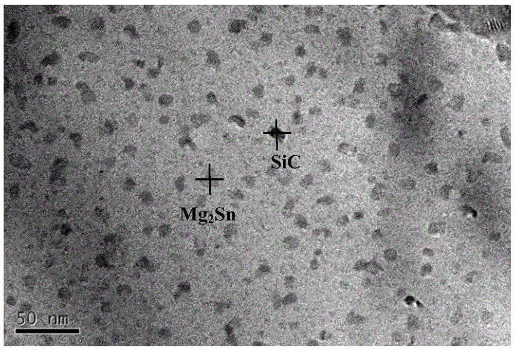 Method for preparing nanometer SiC composite Mg-Si-Sn-based thermoelectric material