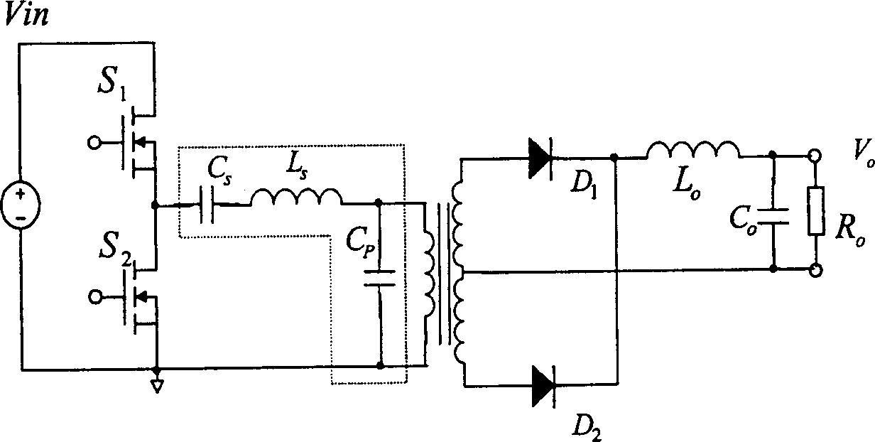 DC/DC converter with LLC serial resonance