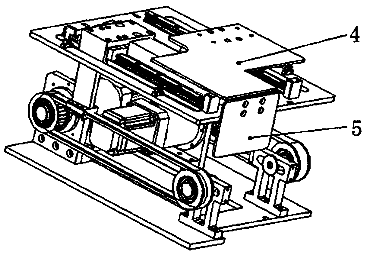 Double-servo handling device for handkerchief paper packing machine