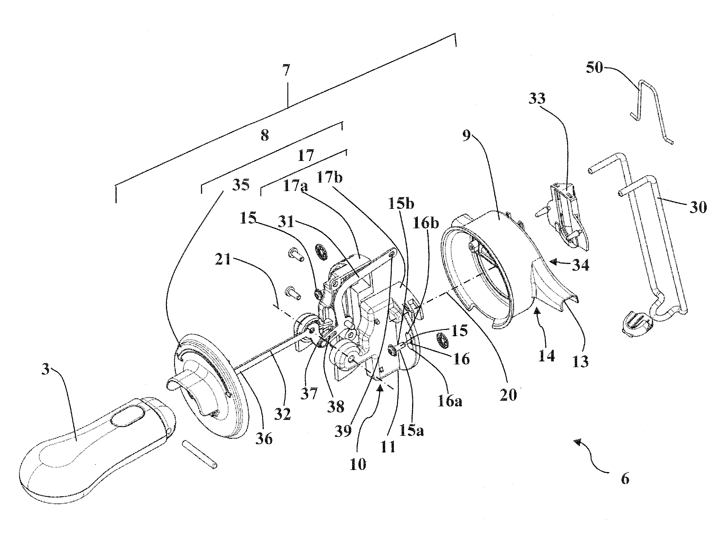 Cooking appliance and pivotal device for raising and lowering a basket for draining cooked food