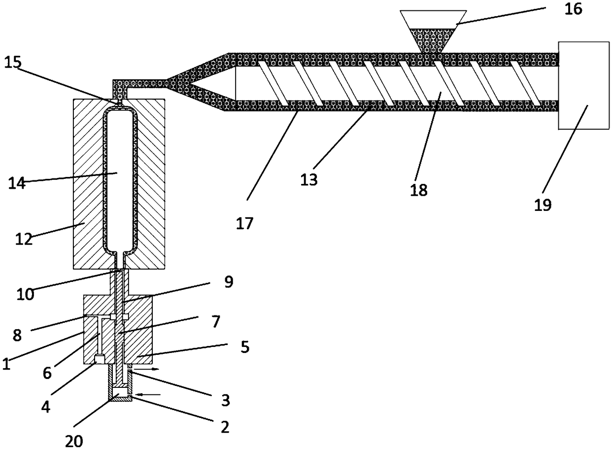 Water-assisted injection-molding injecting device having pressure detection function