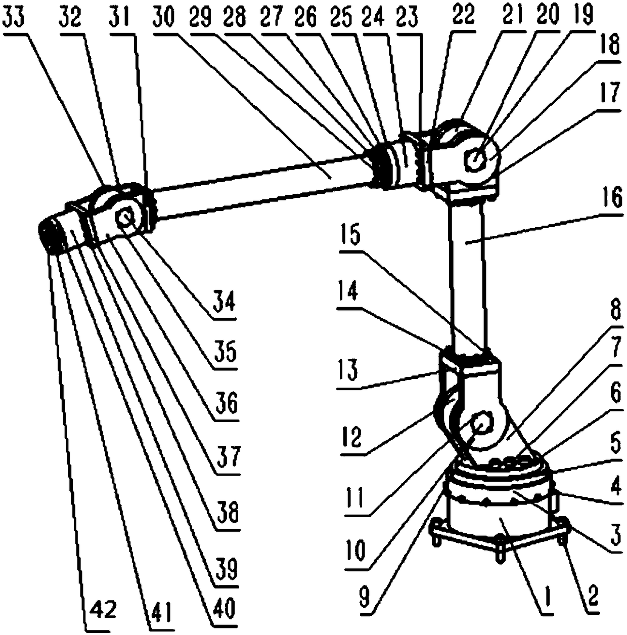 Multi-joint heavy load mechanical arm driven by single-blade hydraulic swing oil cylinders