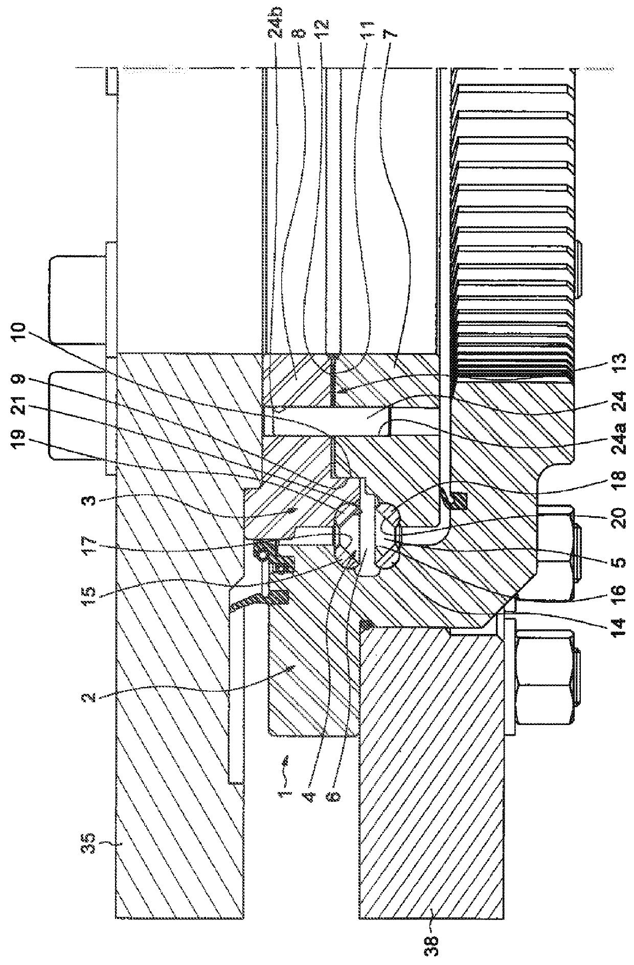 Bearing having a shim between two ring parts