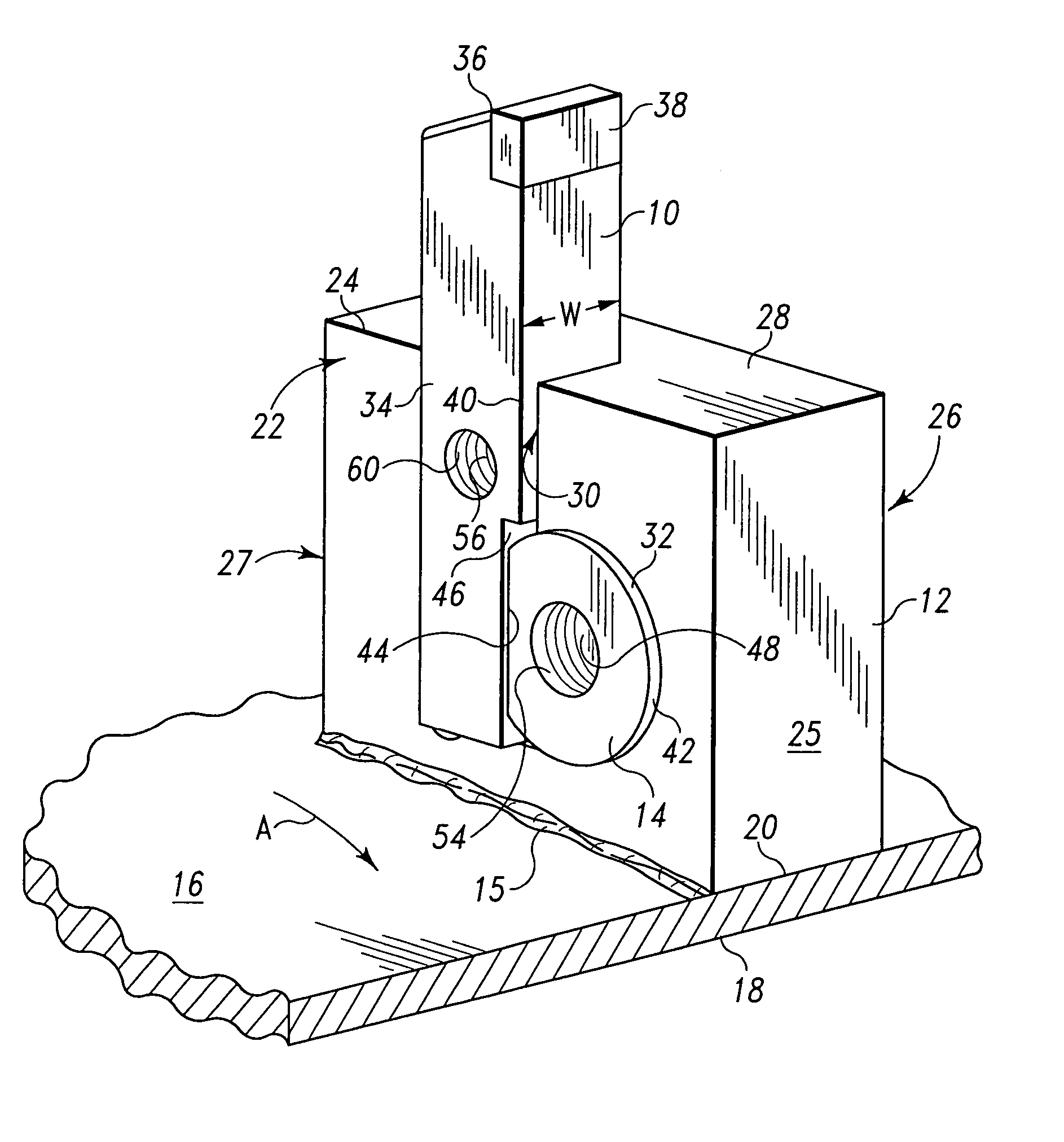 Angular tool and holding block