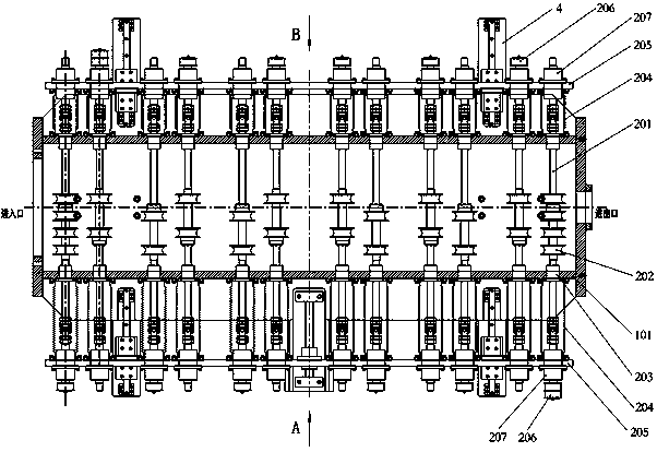 Substrate frame conveying device in vacuum chamber of vacuum coating machine