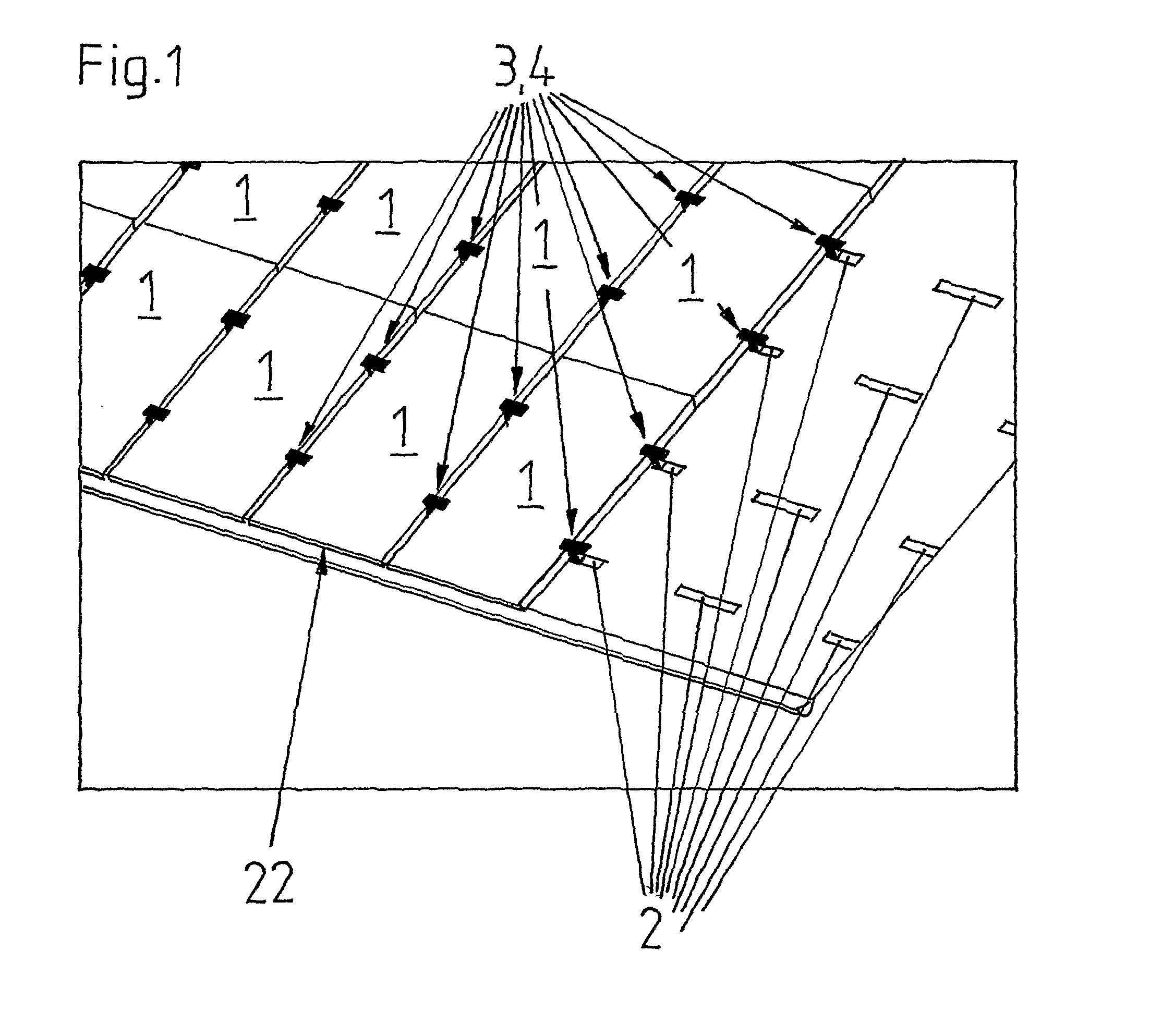 Assembly for Fastening a Plurality of Solar Modules to a Building Roof or a Building Facade and Clip for Forming a Stop Element on a Surface