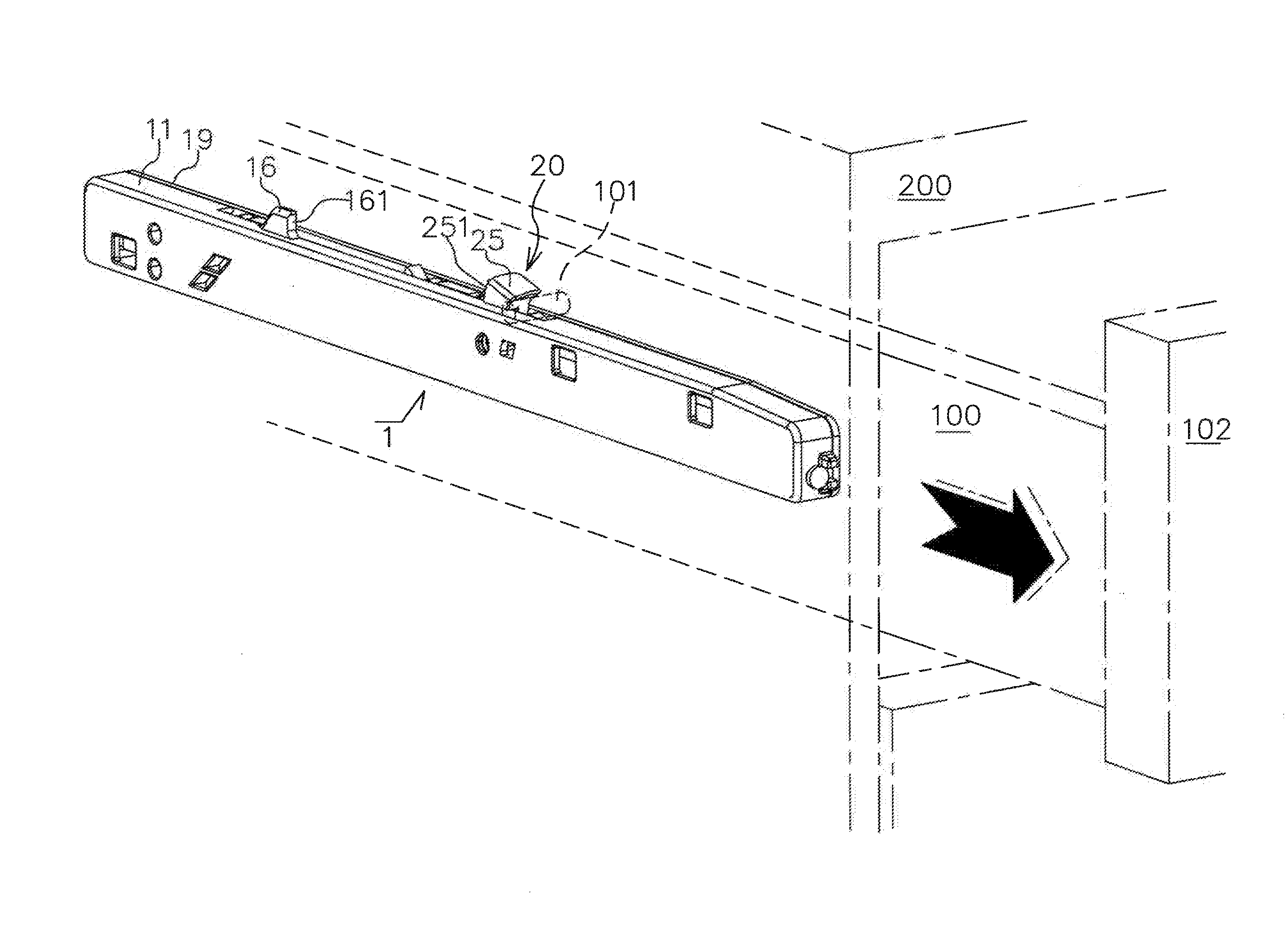 Pressing-type unlocking track