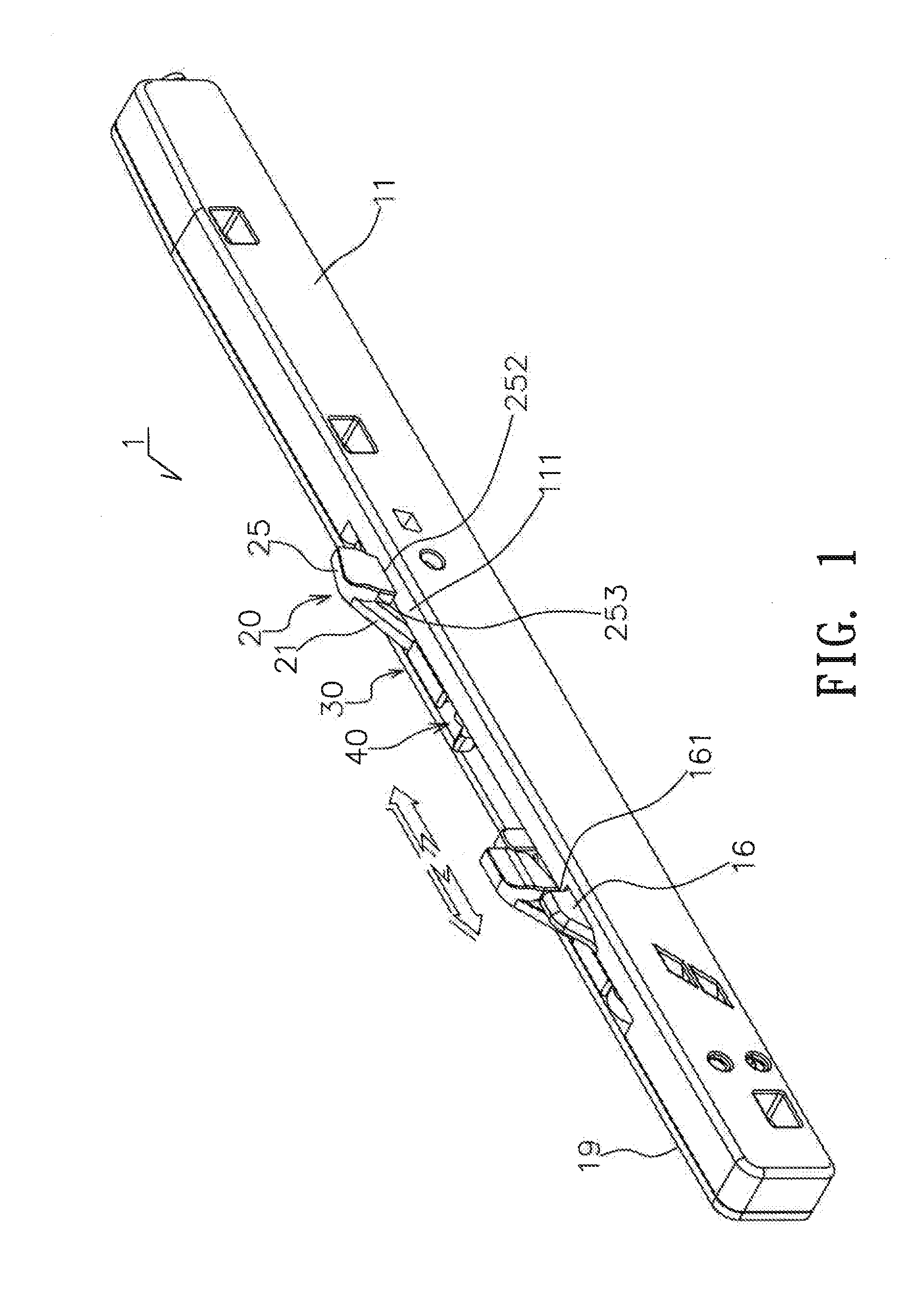 Pressing-type unlocking track