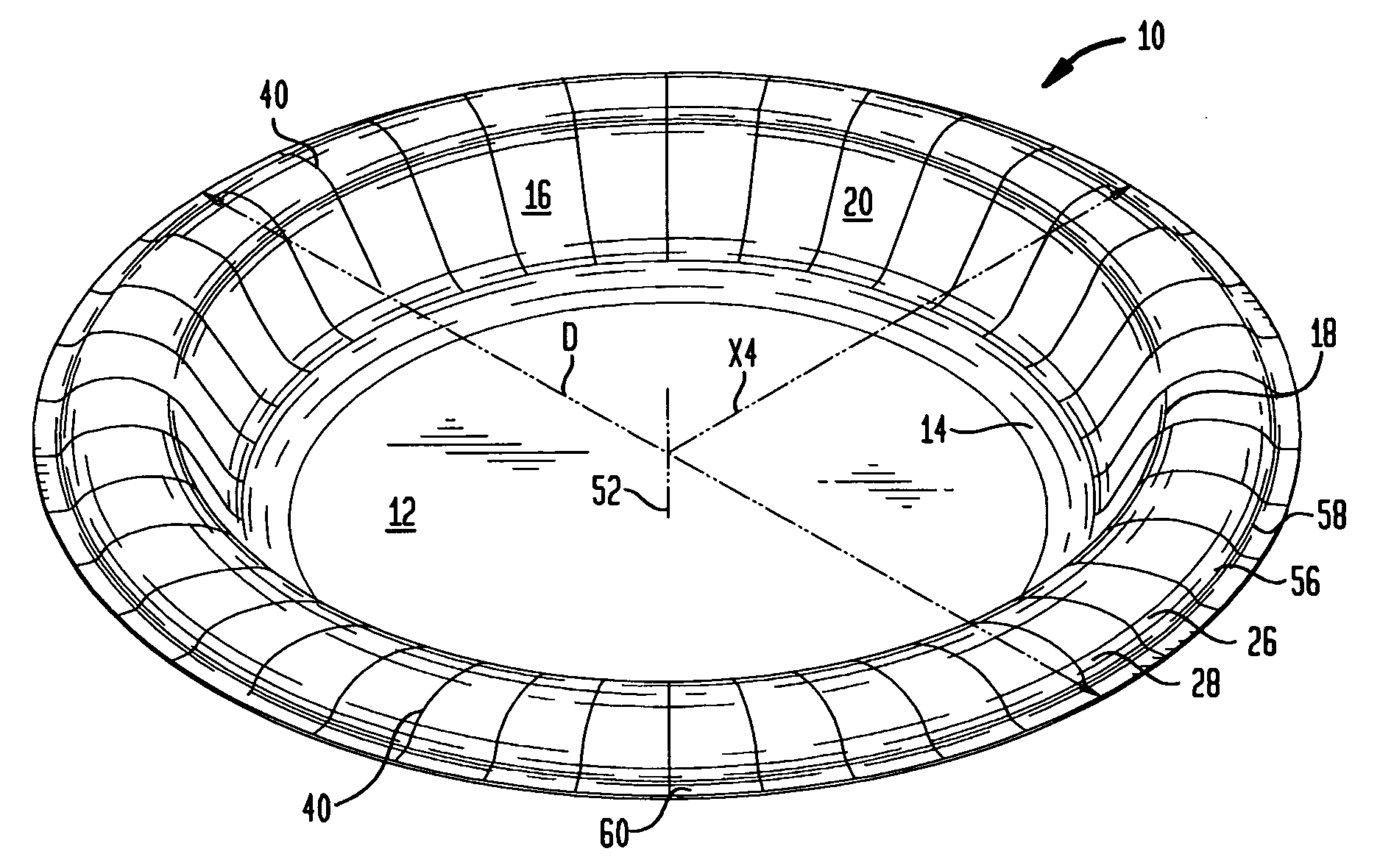 Pressed paperboard servingware with improved rigidity and rim stiffness