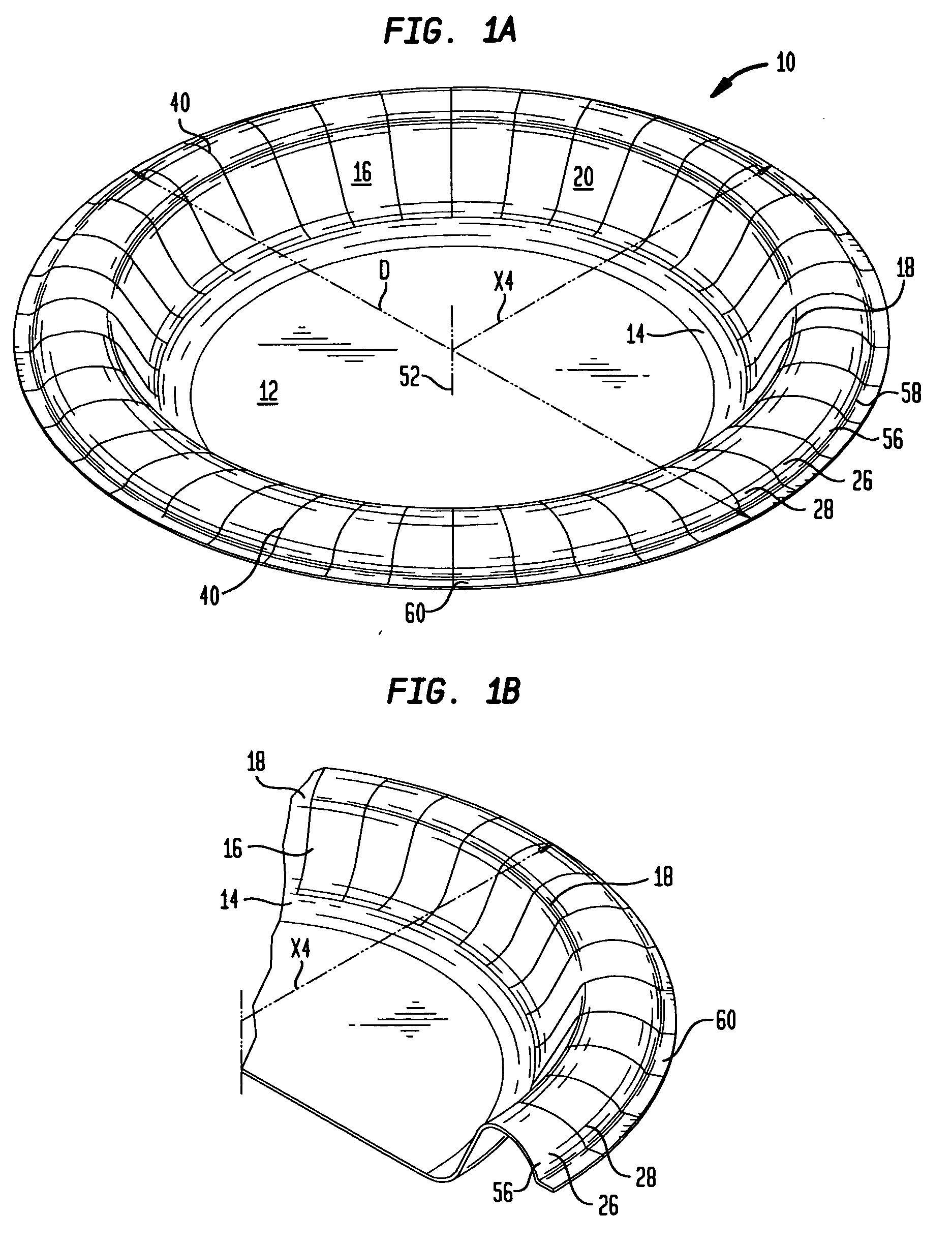 Pressed paperboard servingware with improved rigidity and rim stiffness