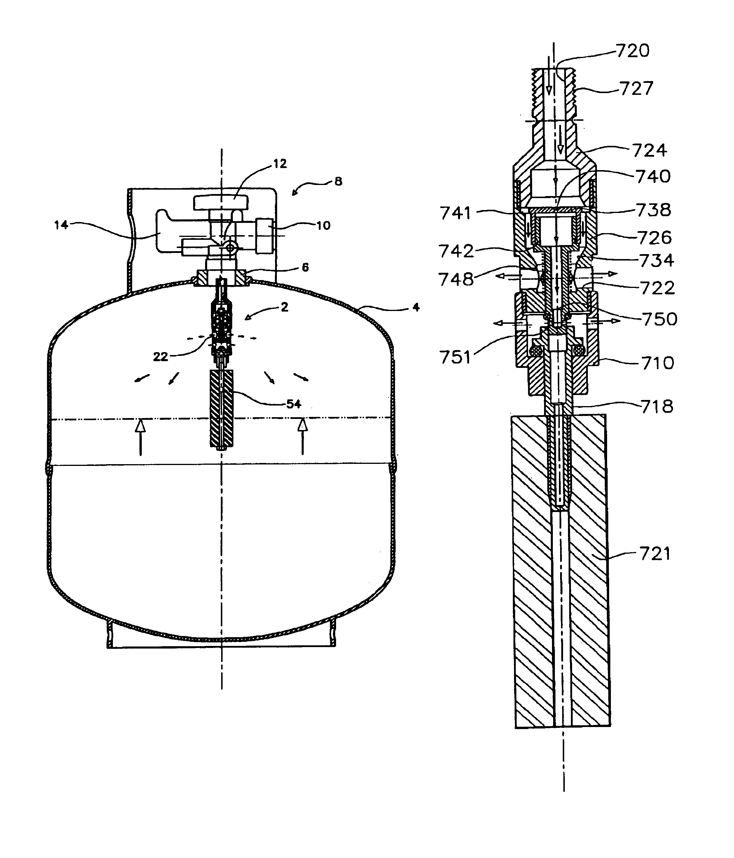 Valve assembly for pressurized fluid vessel