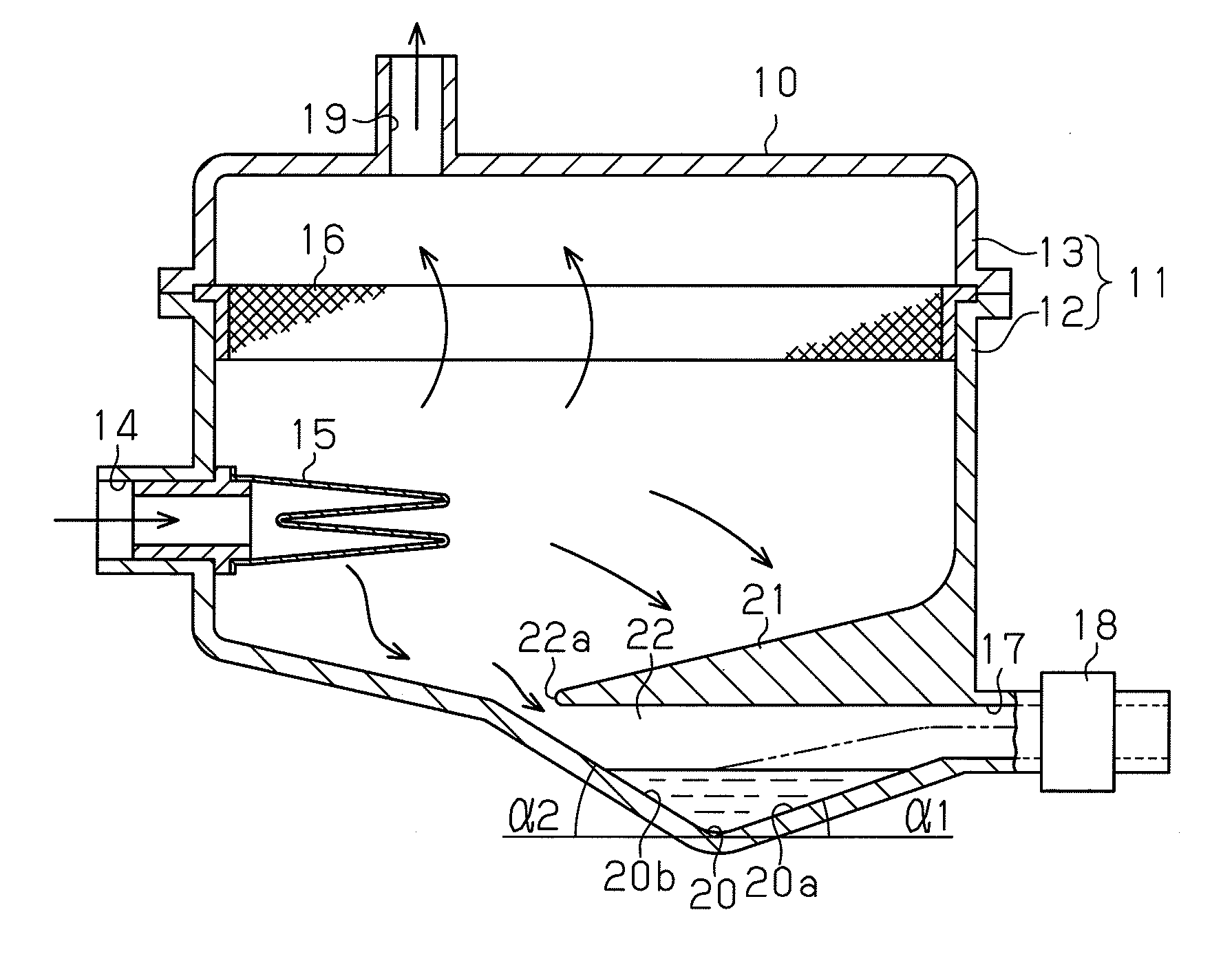 Gas-liquid separator for fuel cell system