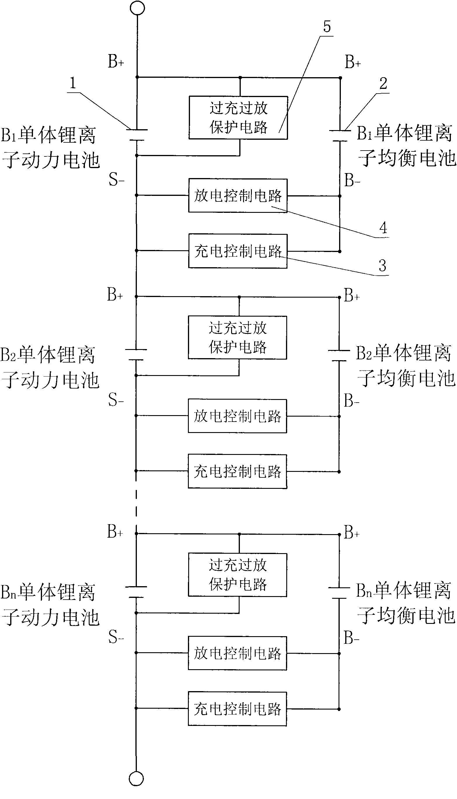 Charge-discharge automatically equalized lithium-ion power battery series battery pack