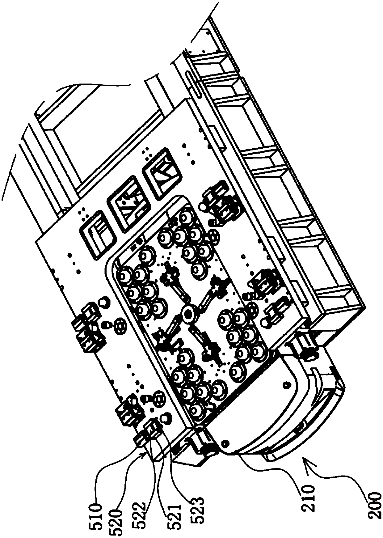 Automatic positioning and pressing device for automobile parts