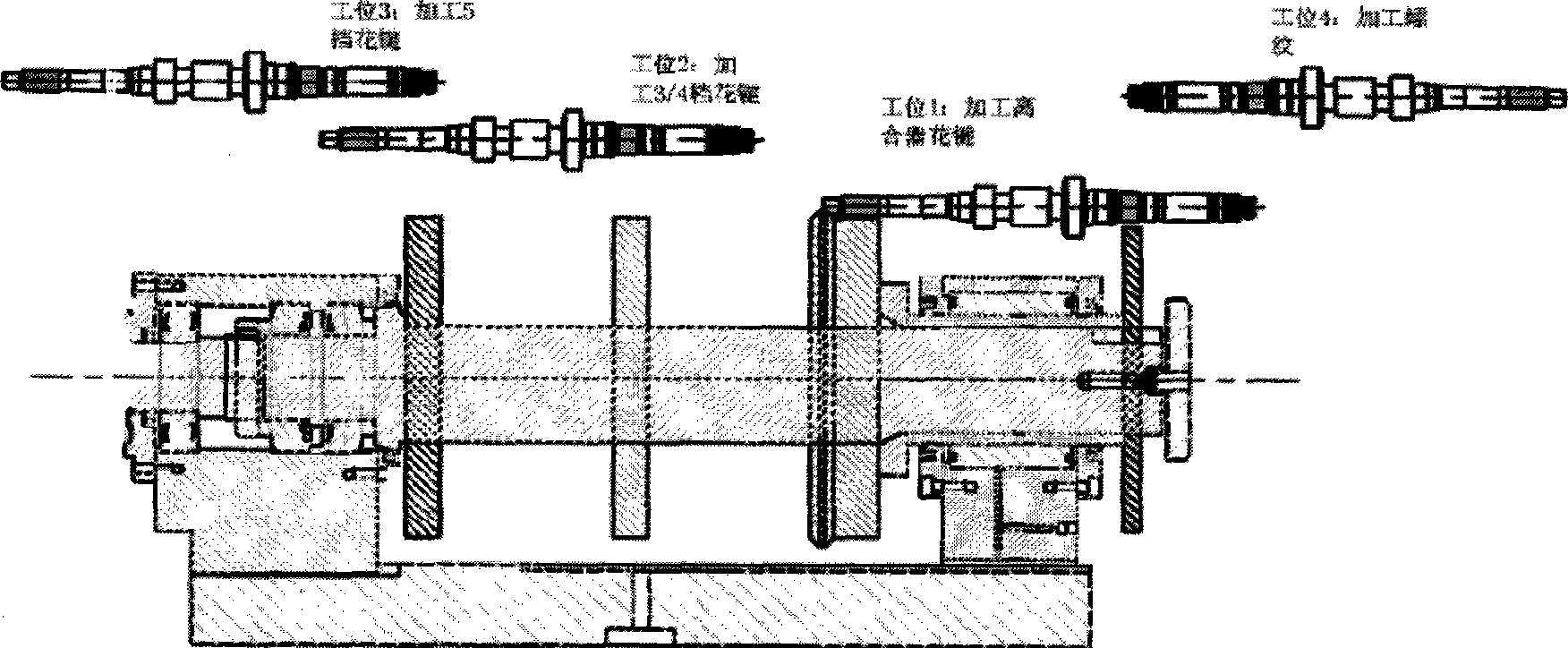 Technique for rolling multiple-variety multiple-station spline threaded shaft