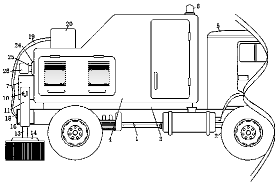 An environmentally friendly road cleaning vehicle with adjustable cleaning range