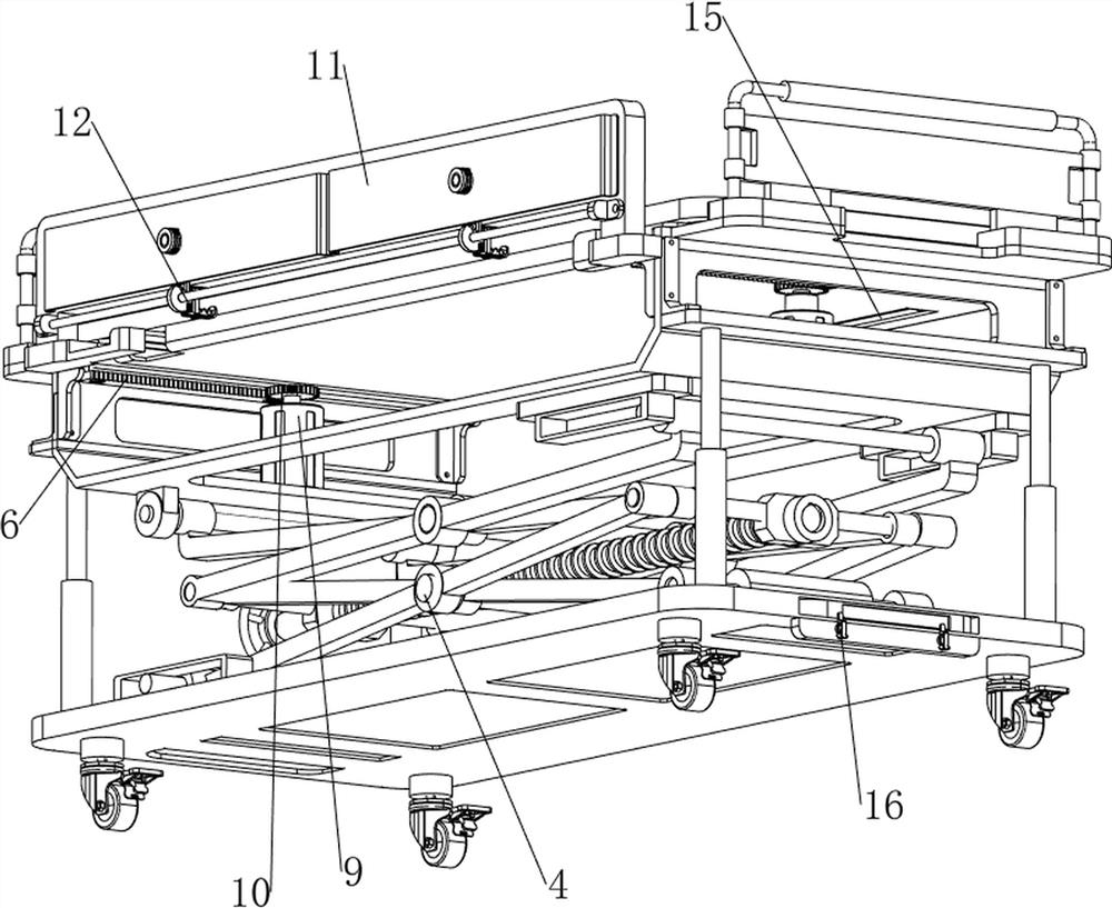 Nursing bed convenient for transporting patient for department of hepatobiliary medicine