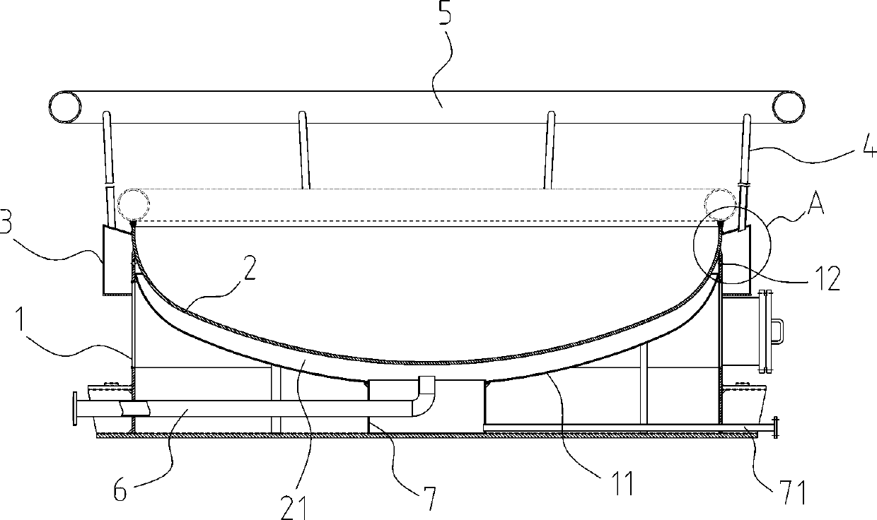 Furnace bottom sealing head for phosphorus burning furnace