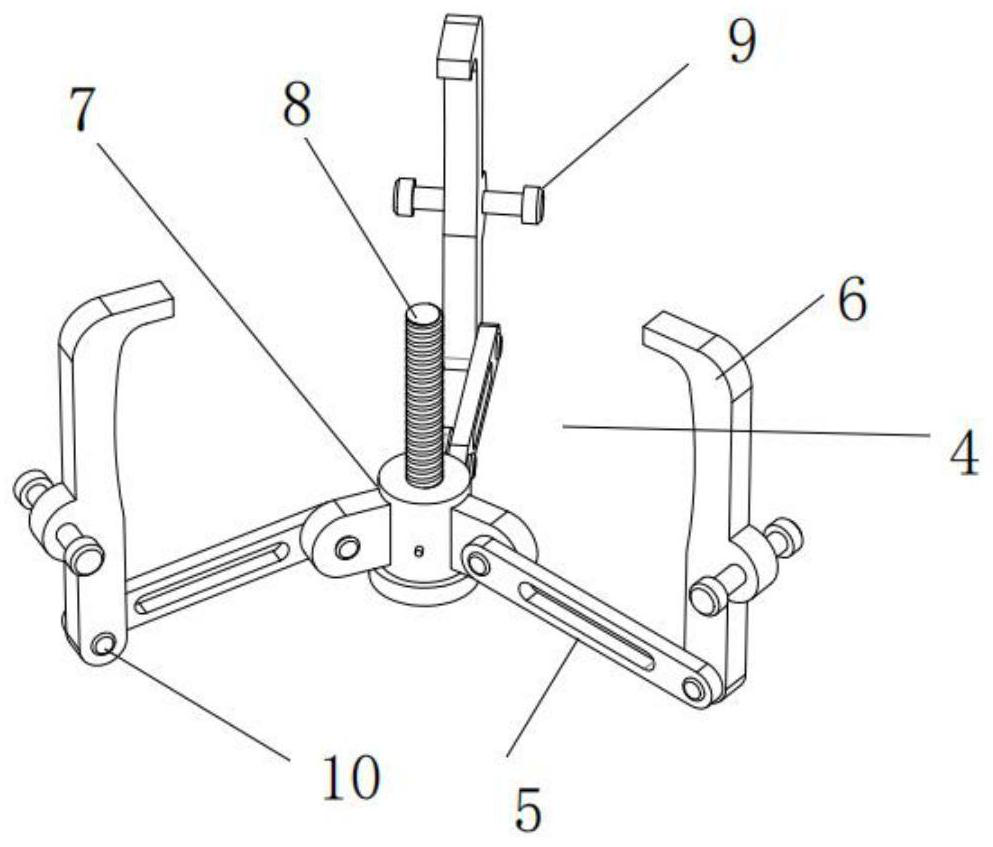 Small space docking mechanism based on molded surface guiding three-jaw locking action time sequence