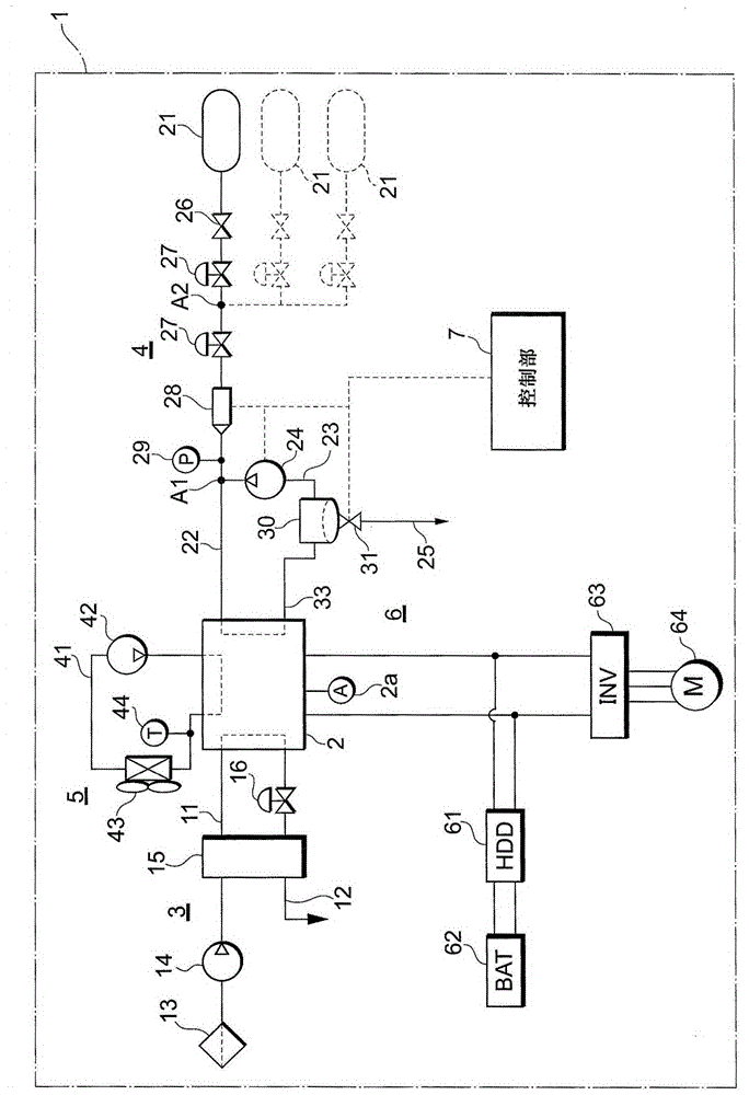 Fuel cell system and method for discharging fluid in the system