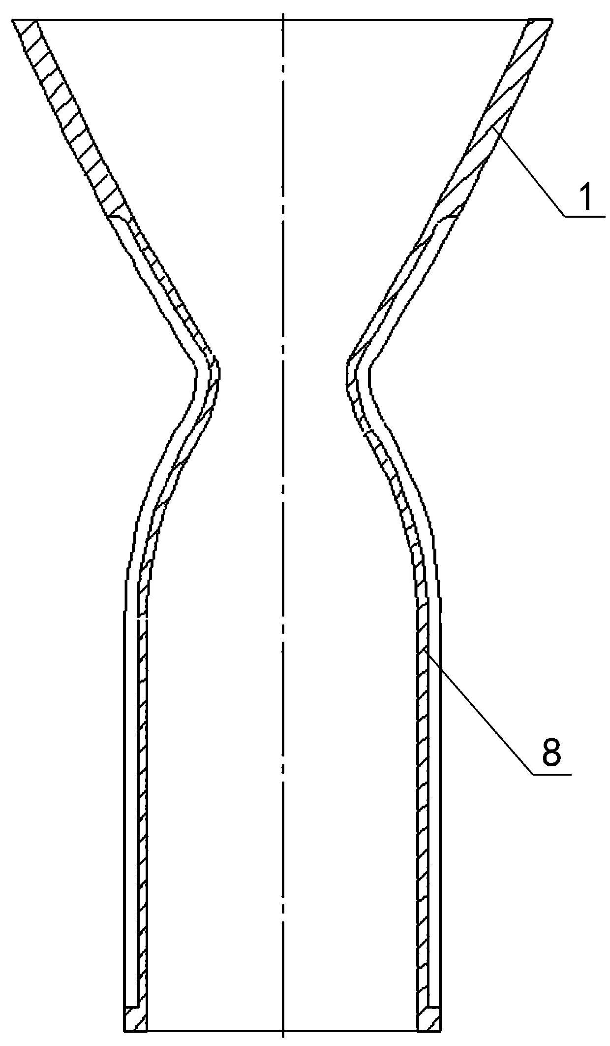 Clamping tool of thin-walled cylinder-shaped part with horn mouth and processing method