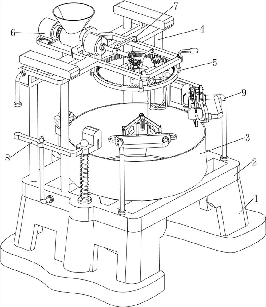 Egg paste mixing and stirring device for flour processing