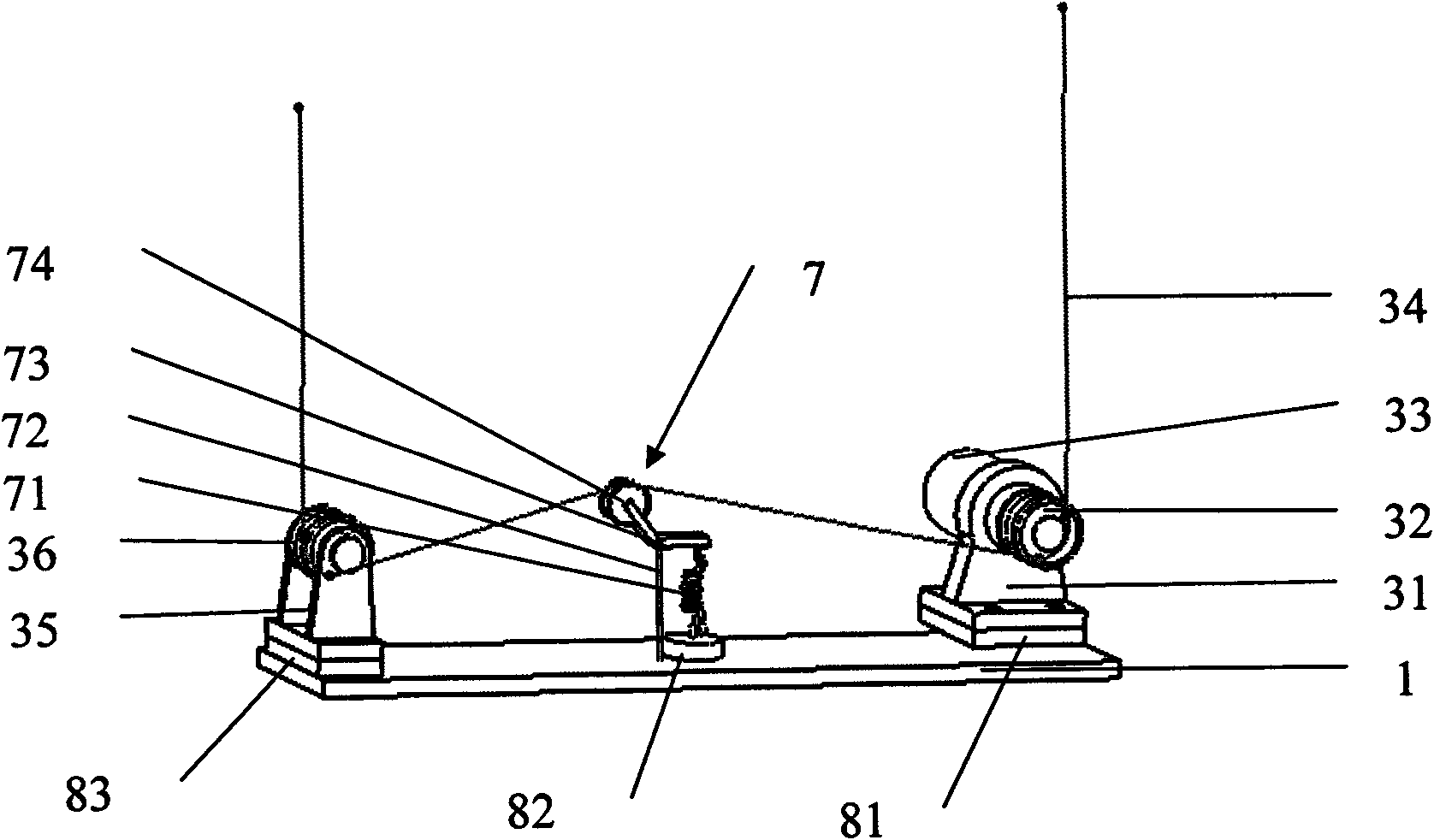 Two-degree freedom rope traction and parallel-connection mechanism