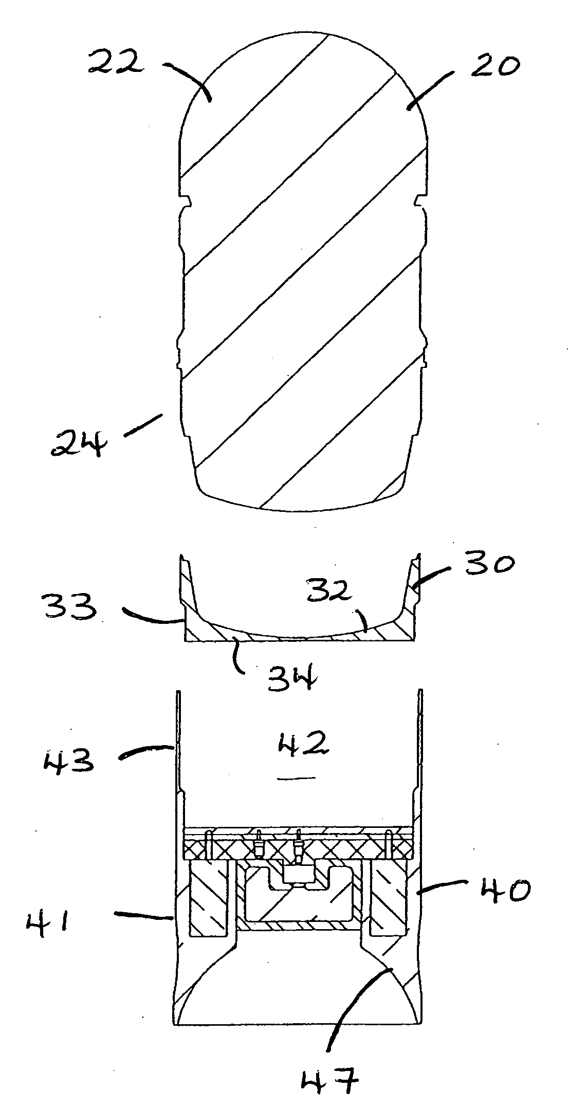 Adaptor for stackable projectile