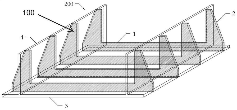 Ribbed beam type closed cutting U-shaped groove structure