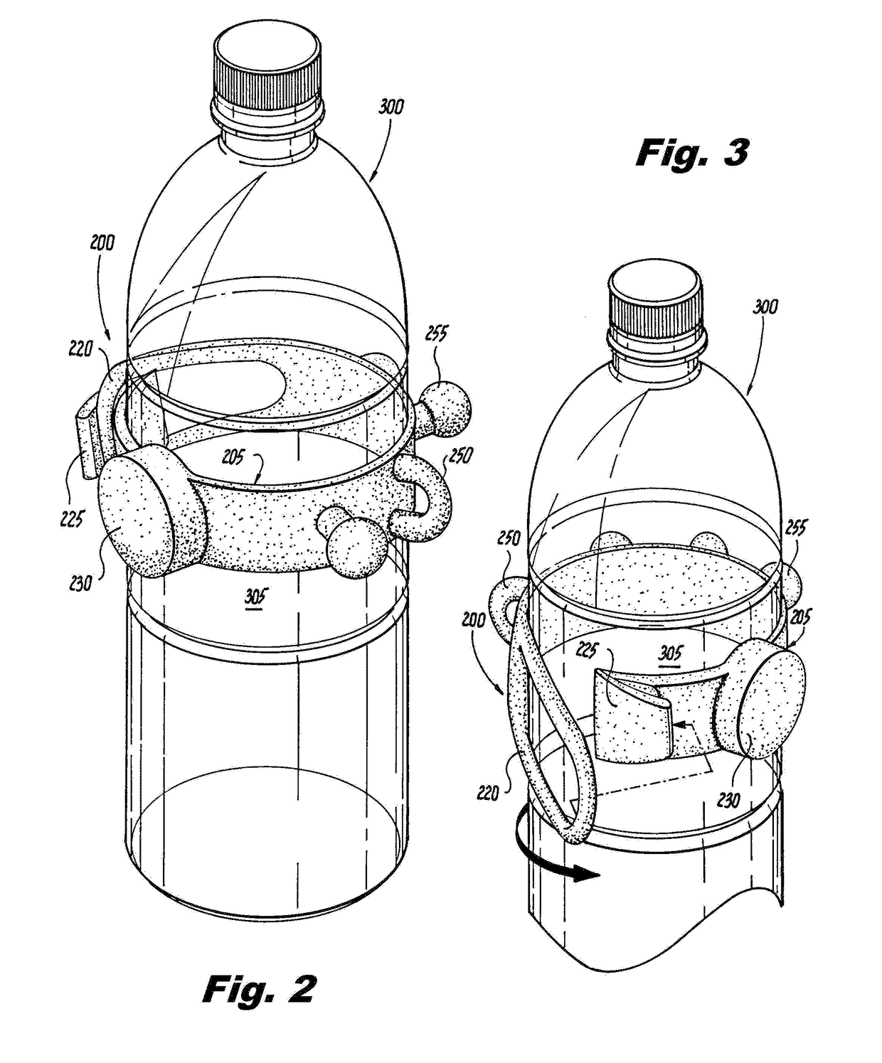 Elastomeric band for removably attaching a bottle to a vertical surface