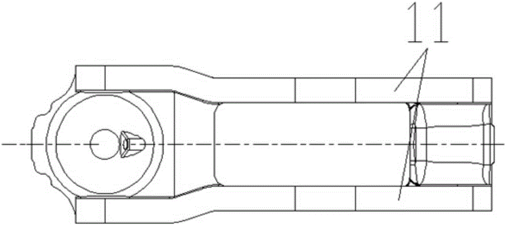 Side punching type progressive die for bending forming of rocker arm body