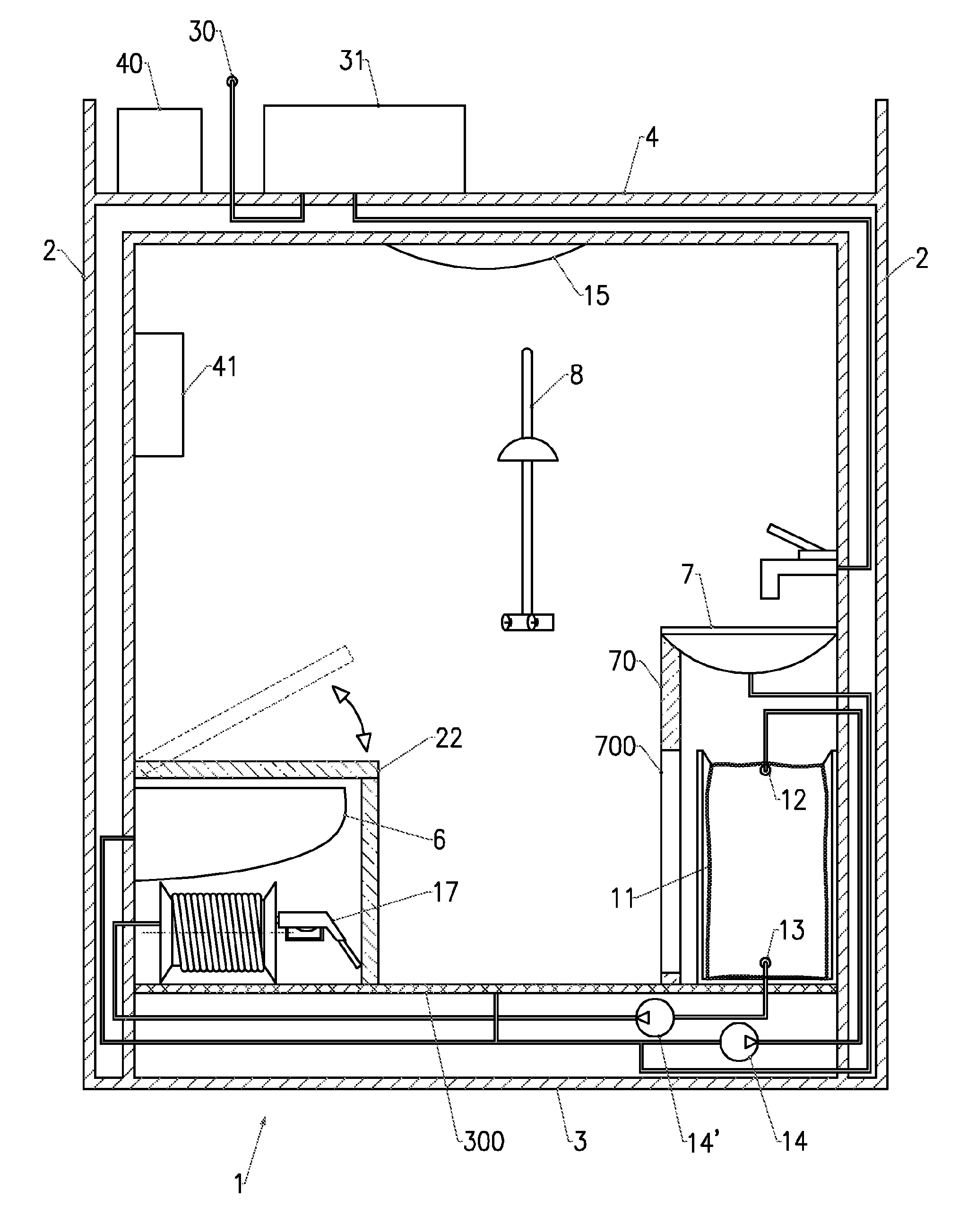 Self-contained bathroom