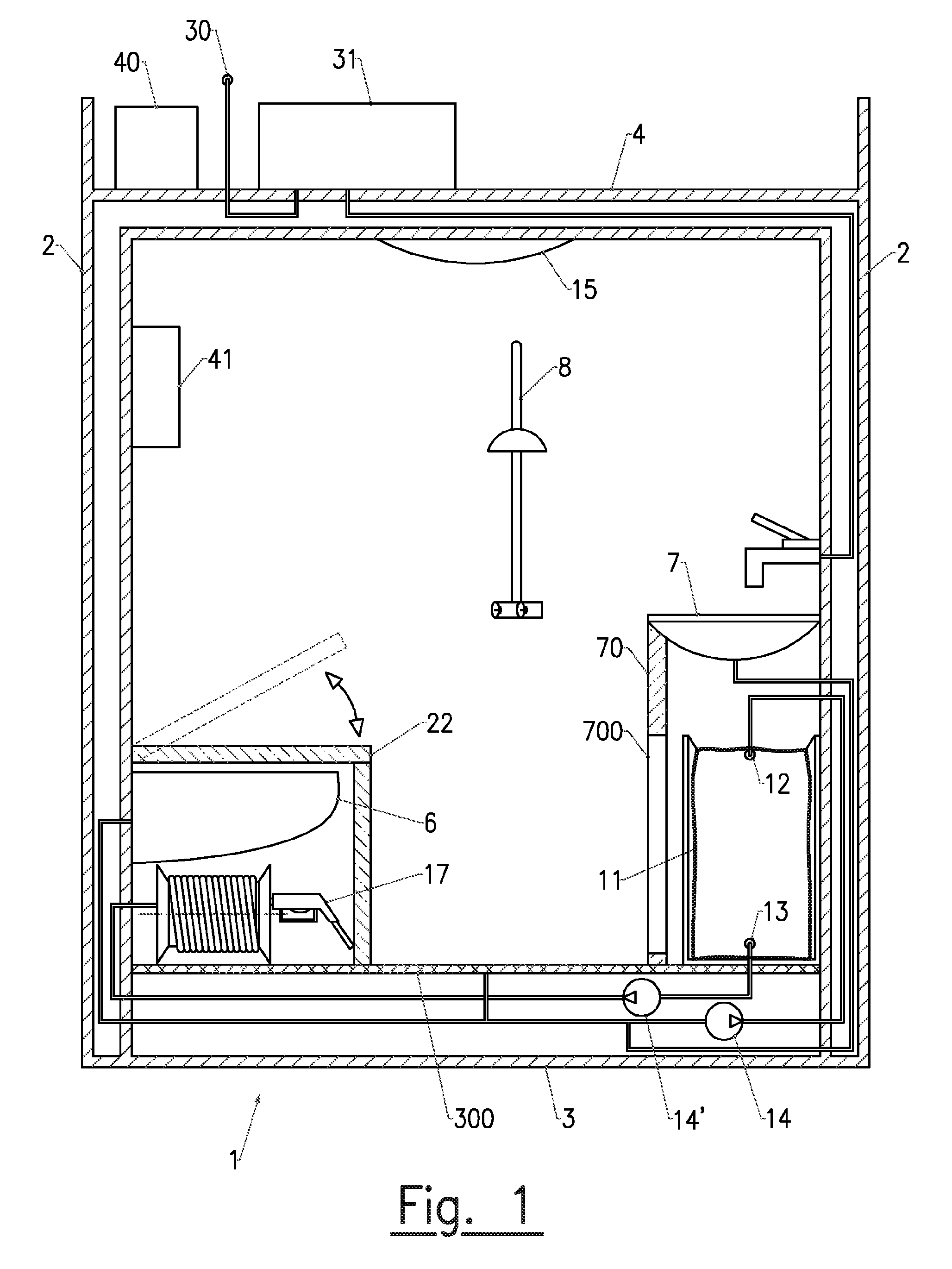 Self-contained bathroom