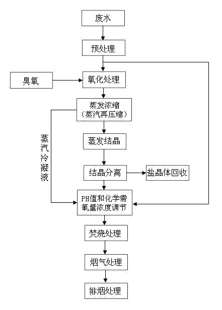 High-concentration organic salt-containing wastewater treatment method adopting steam recompression technology