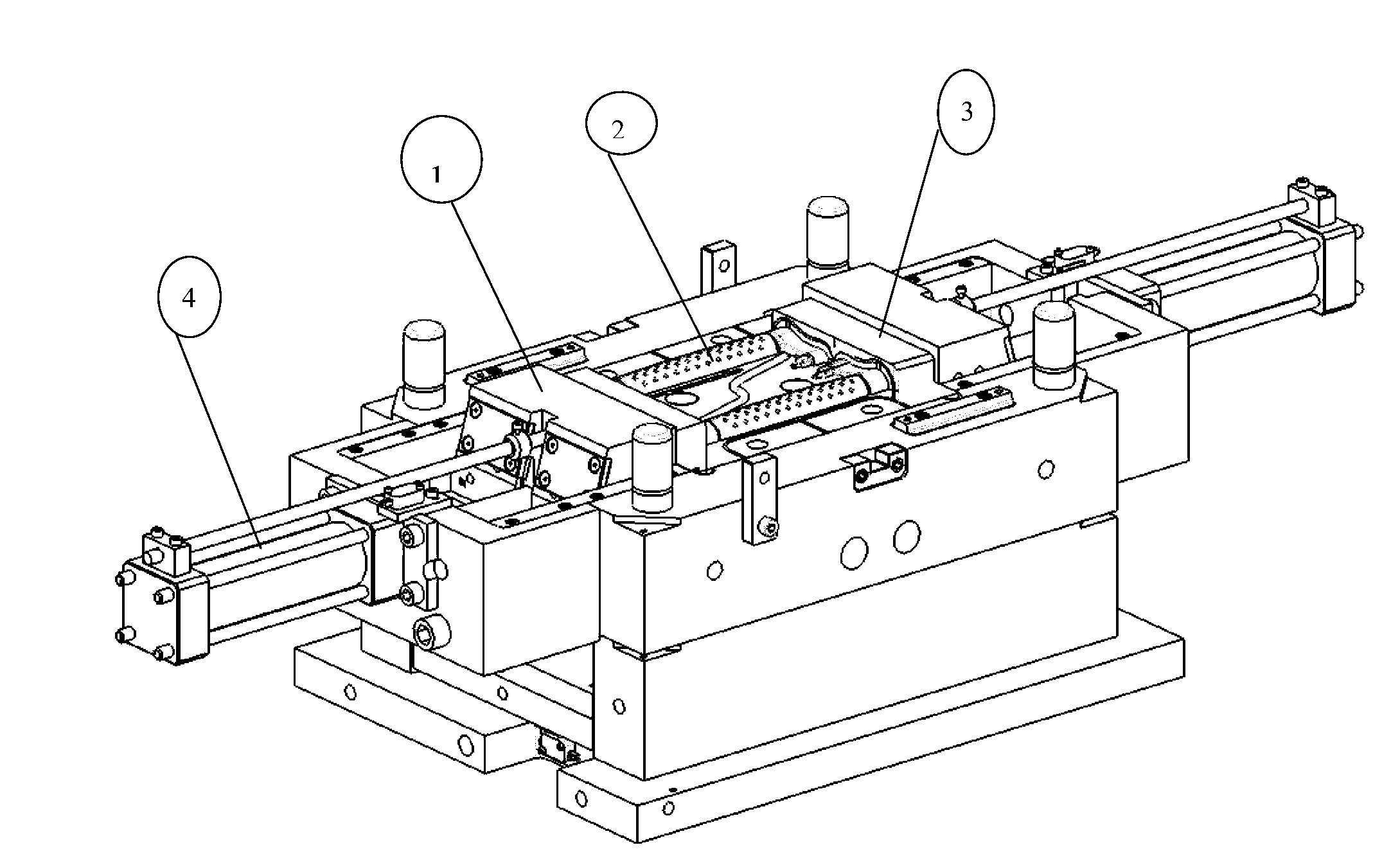 Deformation reducing and uniformly cooling injection mold for long and thin handles and production process