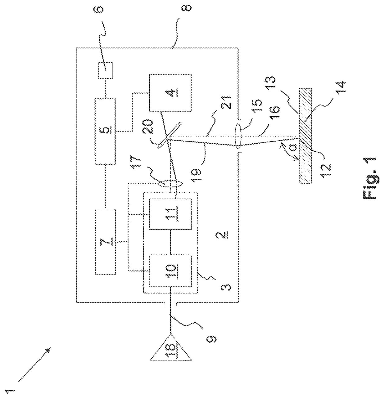 Scanning head with integrated beam position sensor and adjustment arrangement for an off-line adjustment