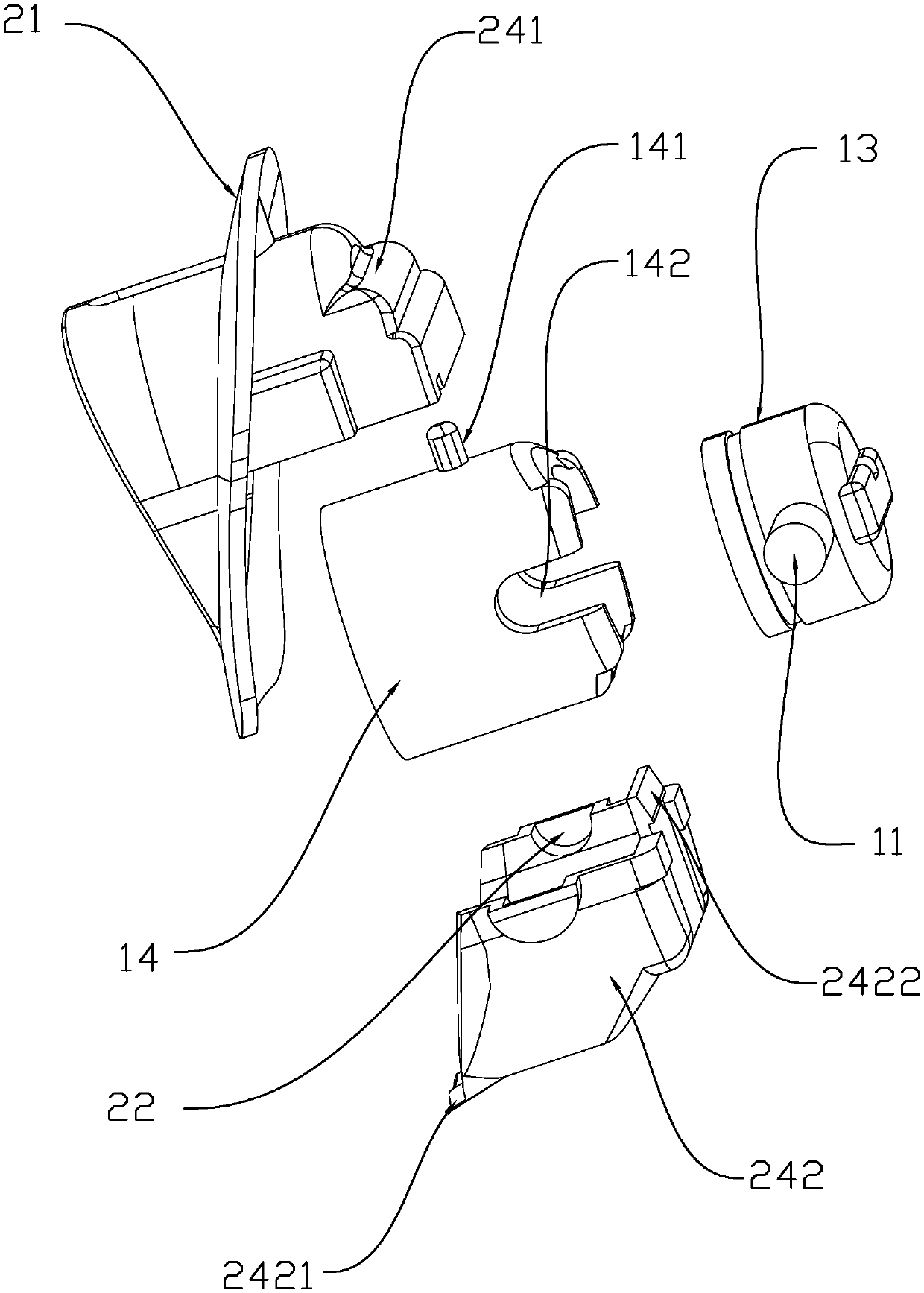 Head light component and integral safety hamlet provided with same