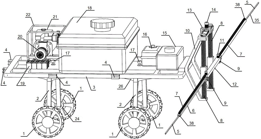 Multi-ground-clearance self-steering intelligent sprayer and control method