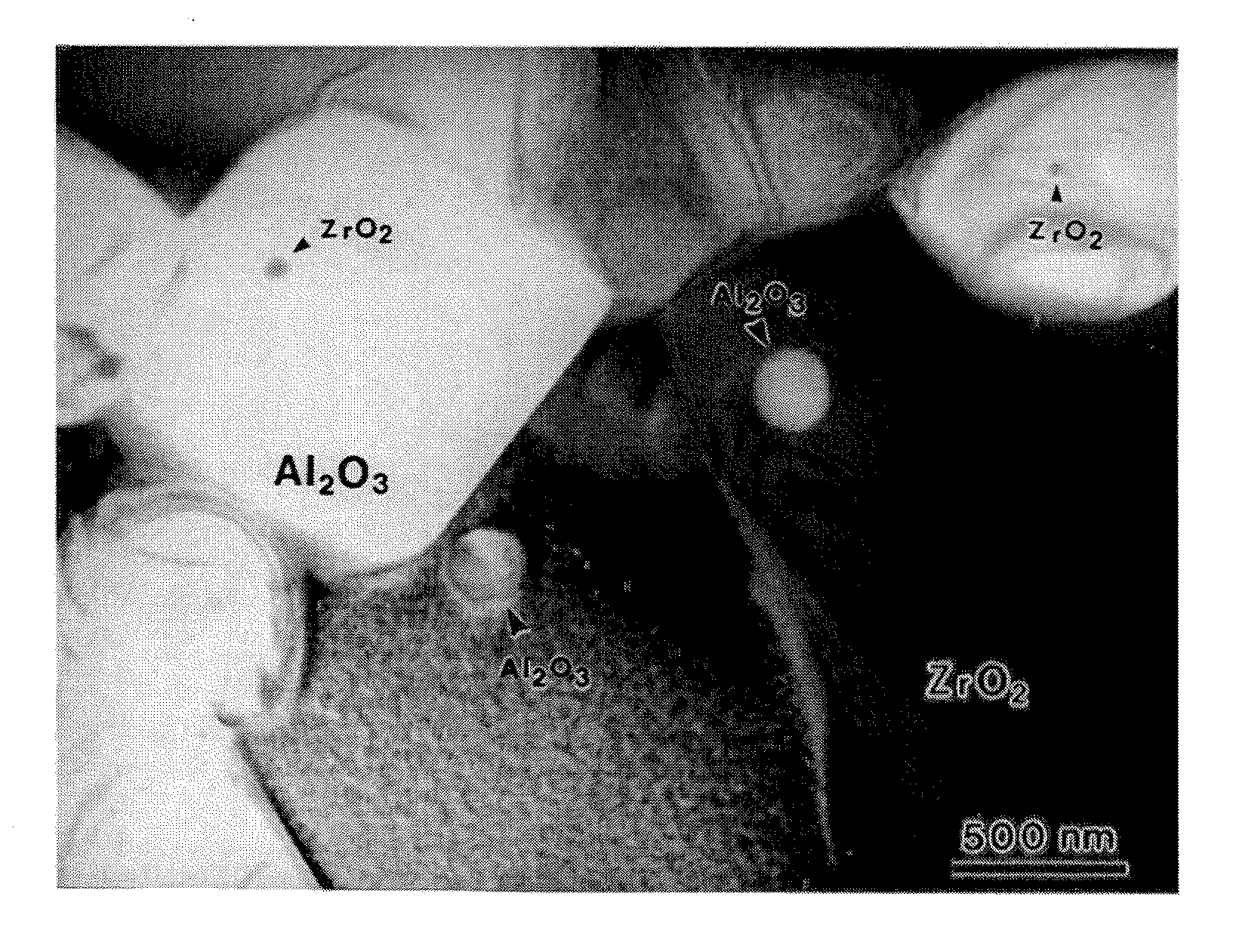 Method for producing zirconia-alumina composite ceramic material, zirconia-alumina composite granulated powder, and zirconia beads