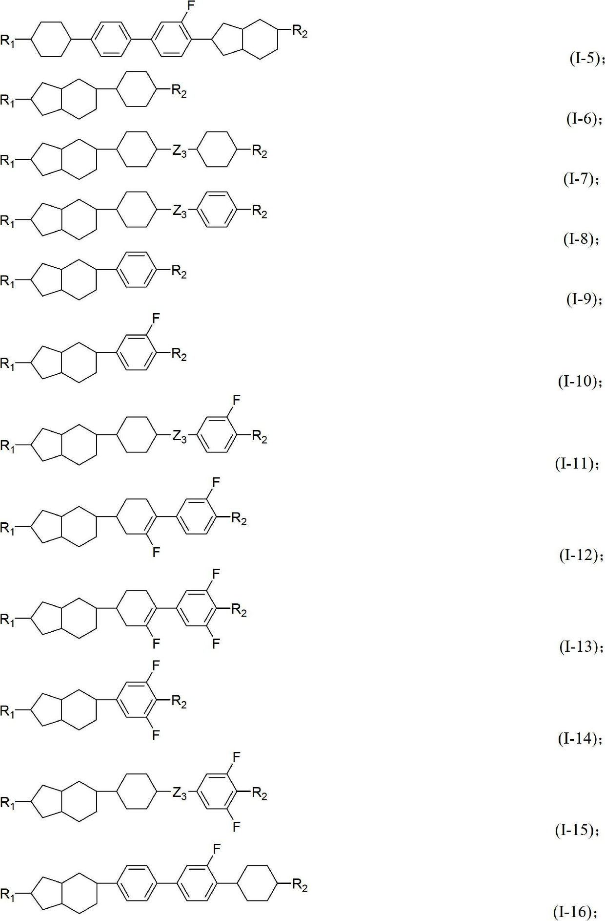 Liquid crystal compound containing saturated indene rings and composition thereof