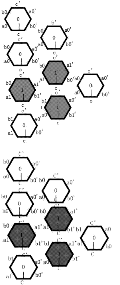 Three-input three-output DNA algorithm self-assembly hexagon structure model