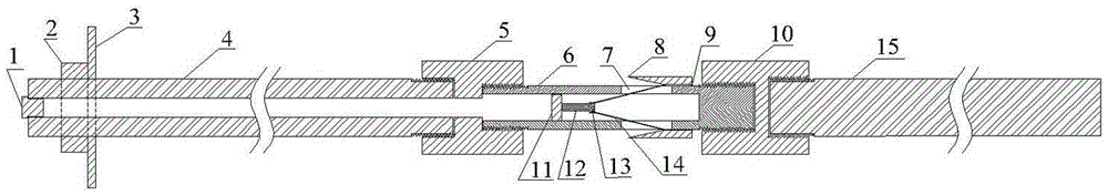 Segmented anchoring and grouting anchor rod device capable of achieving automatic clamping and anchoring method thereof