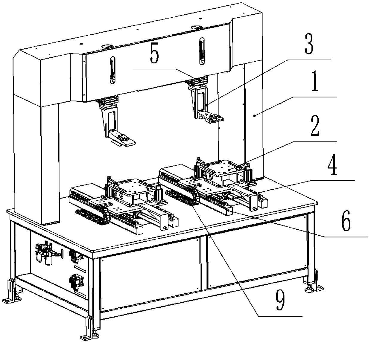 Positioning device for spiral case oil guide groove and riveting system